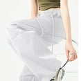 thumbnail image 7 of ClodeEU Womens Straight Leg Cargo Jeans,Button Mid Waist Pants With Pocket, Fashion Baggy Cargo Pants White,Womens Plus XL, 7 of 7