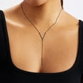 thumbnail image 2 of ChicSilver Black Bar Drop Y Necklace for Women Sterling Silver Minimalist Lariat Y-Shaped Necklace Delicate Simple Bar Pendant Long Necklace, 2 of 8