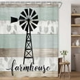 thumbnail image 3 of Farmhouse Shower Curtain, Vintage Windmill on Rustic Wooden Plank Bathroom Curtain, Country Wooden Plank Polyester Fabric Shower Curtain Set with Hooks, 36x72inches, 3 of 6