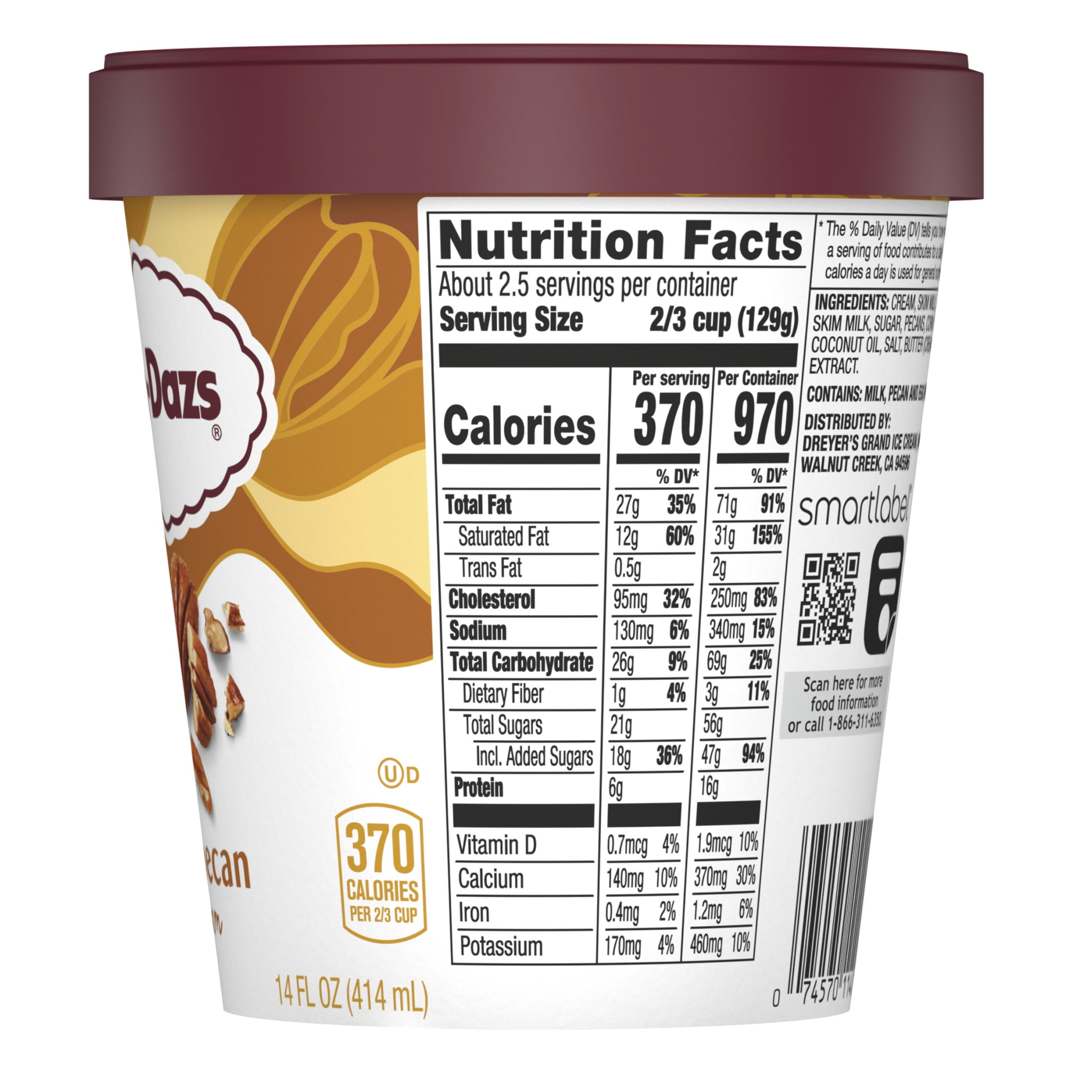 Haagen Dazs Butter Pecan Ice Cream, Gluten Free, Kosher, 14 oz