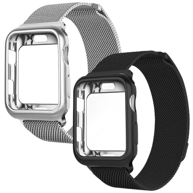 Kit de 2 Correas metálicas para apple watch de 40mm + Protector lateral de pantalla. Mamá Pulpo Milanese case lateral