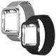 thumbnail image 1 of Kit de 2 Correas metálicas para apple watch de 44mm + Protector lateral de pantalla. Mamá Pulpo  Milanese case lateral, 1 of 3