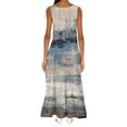 thumbnail image 4 of SMihono Robe Maxi Boho d'Été pour Femmes Grande Taille Mode Col en V Sans Manches Soirée d'Été Fête Imprimé Poches Gilet Longue Robe de Plage Robe d'Été, 4 of 6