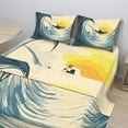 thumbnail image 2 of Ambesonne Ocean Fitted & Top Sheet Set with Shams, Cloudy Tropical Island, Beige Yellow Navy, 2 of 8