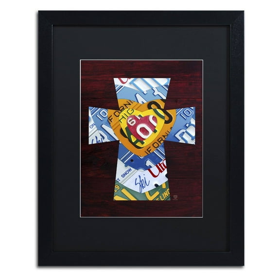 Trademark Fine Art 'Heart Cross' Canvas Art by Design Turnpike, Black Matte, Black Frame