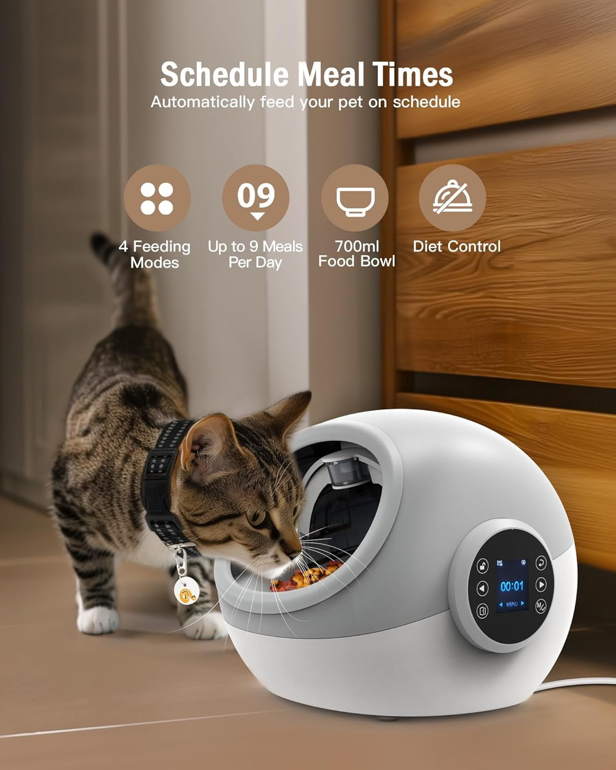 Automatic Cat Feeder, Microchip Pet Feeder, Auto Cat Feeder with Collar, Automatic Pet Feeder - Prevents Food Stealing, Perfect for Prescription Diets, Schedules Meals for Multiple Cats