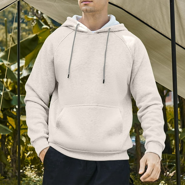 Sudadera con capucha para hombre, estilo informal, con capucha, color liso, mangas largas en los hombros, blusa de poliéster.