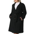 thumbnail image 2 of DARING DIVA Plus Size Faux Suede Trench Notch Lapel Long Sleeve Jacket 2X Black, 2 of 6