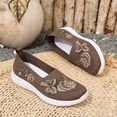 thumbnail image 5 of Domzle Womens Orthopedic Shoes Wide Width Butterfly Embroidered Slip On Knitting Flat Loafers Walking Shoes Soft Breathable Lightweight Mesh Sneakers with Arch Support Brown 36, 5 of 7