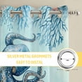 thumbnail image 6 of Coastal Octopus Blue Kitchen Curtains Window Panels, Summer Beach Nautical Coral Starfish Insulated Window Treatment Curtain, Grommet Curtains for Bedroom/Living Room/Bathroom, 2 Piece 42"Wx63"L, 6 of 8