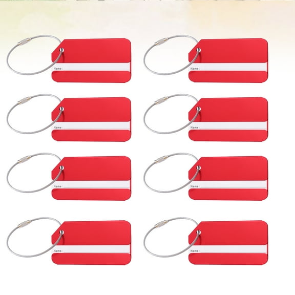 KALLORY 10Pcs Red Luggage Tags Stainless Steel Multicolour Fashion Suit Case Name Tags for Travel