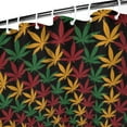 thumbnail image 4 of Rasta Marijuana Leaf Shower Curtain - Colorful Weed Bathroom Decor, Fade-Resistant Fabric, 36x72 Inch, Includes 12 Rust-Resistant Hooks, 4 of 5