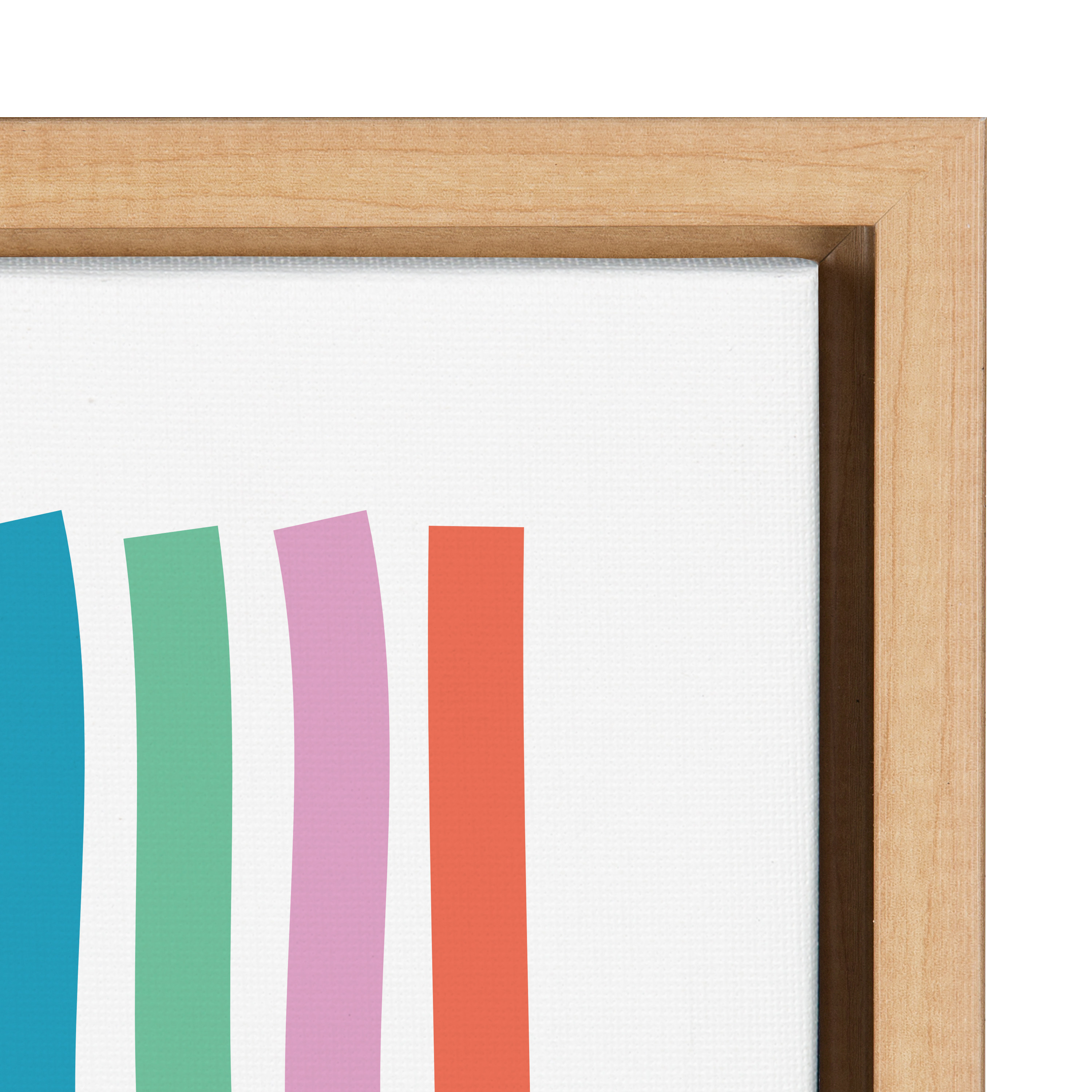Kate and Laurel Sylvie Whimsical Lines Framed Canvas Wall Art by Apricot and Birch, 30x30 Natural, Colorful Abstract Decor for Wall