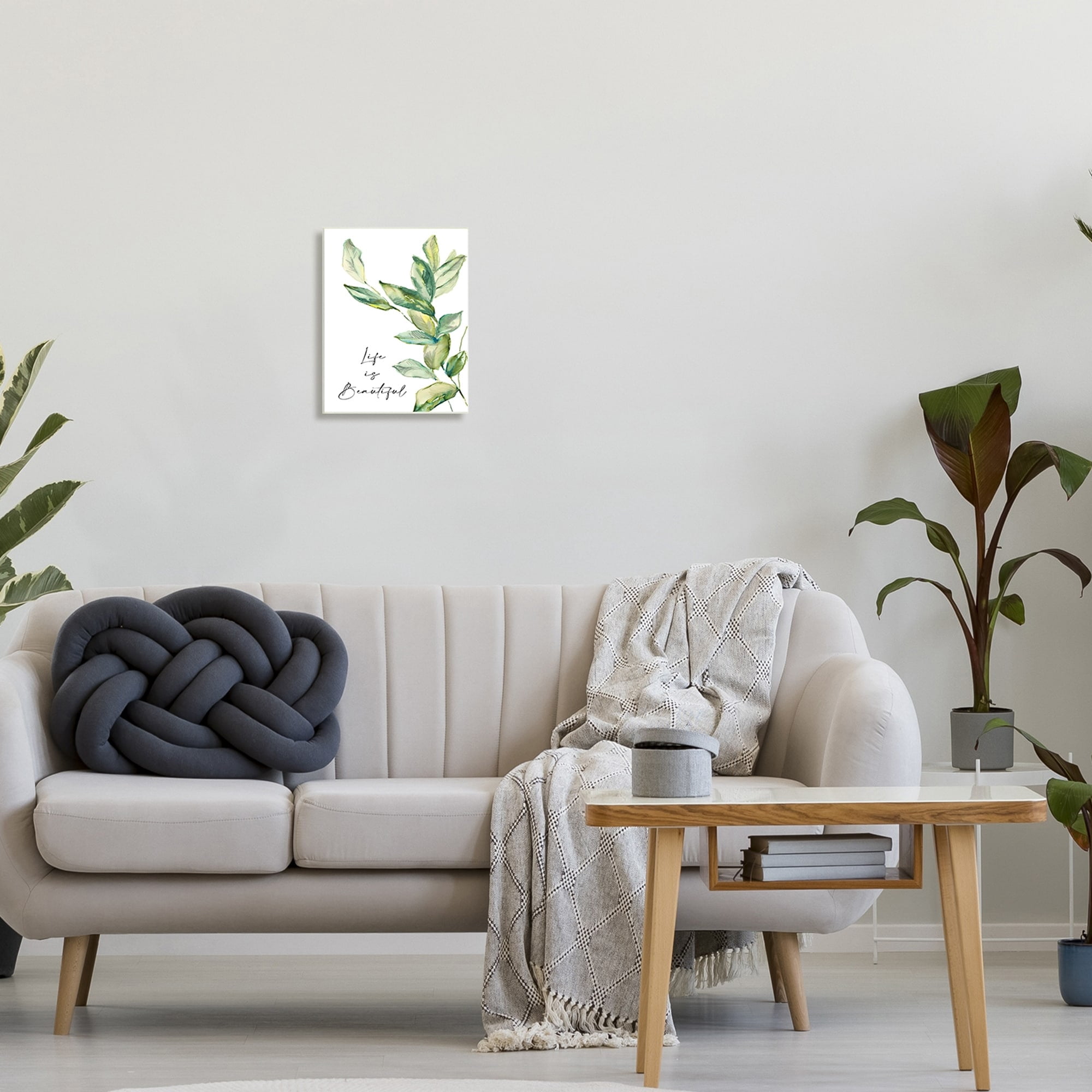 Stupell Industries Life Is Beautiful Botanical Leaf Sprout Simplistic Painting,10 x 15, Design by Lanie Loreth