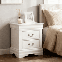 Aukfa 2-Drawer Nightstand, Mid-Century Modern Wood Bedside Table for Bedroom/Living Room/Guest Room,White