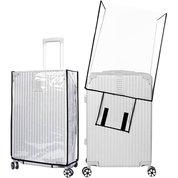 24 Inch Clear Suitcase Cover PVC Luggage Protector Black Transparent Heavy Duty Waterproof Dustproof Antiscratch Wheeled Suitcases