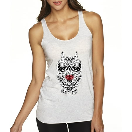 Vintage Pattern Jumper Blouse - New Way 336 - Women's Tank-Top Owl Pattern Red Diamond Chest