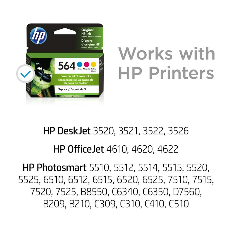 HP 564, (N9H57FN) 3-Pack Cyan/Magenta/Yellow Original Ink Cartridges HP 564, (N9H57FN) 3-Pack Cyan/Magenta/Yellow Original Ink Cartridges