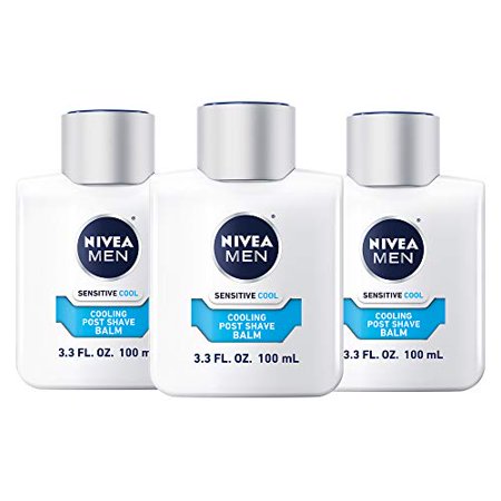 NIVEA Men Sensitive Cooling Post Shave Balm - Calms and Cools Skin After Shaving - 3.3 fl. oz. Bottle (Pack of 3)