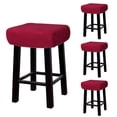 thumbnail image 1 of 4pcs Fundas para Taburetes Rectangulares, Fundas para Taburetes de Bar, Funda para Asiento de Silla de Banco de Madera Rojo Vino, 1 of 6