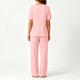 thumbnail image 6 of dazeni Womens Lounge Sets Breathable Short Sleeve Pajamas Sets 2 Piece CrewneckShirts and Soft Long Pants Pjs Sets for Adult Pink L, 6 of 7