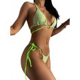 thumbnail image 2 of hirigin Women Solid Color Bikini, Sleeveless V Neck Bra Swimming Summer Beach Thong Swimwear, 2 of 8