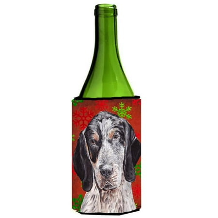 

Blue Tick Coonhound Red Snowflakes Holiday Wine bottle sleeve Hugger 24 Oz.