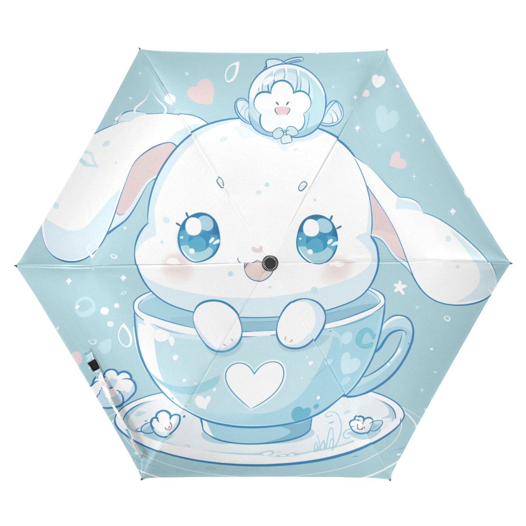 Cute Cinnamoroll Sanrio in Cup Compact Sun Umbrella Windproof Travel Umbrellas for Rain Strong Portable UV Protection