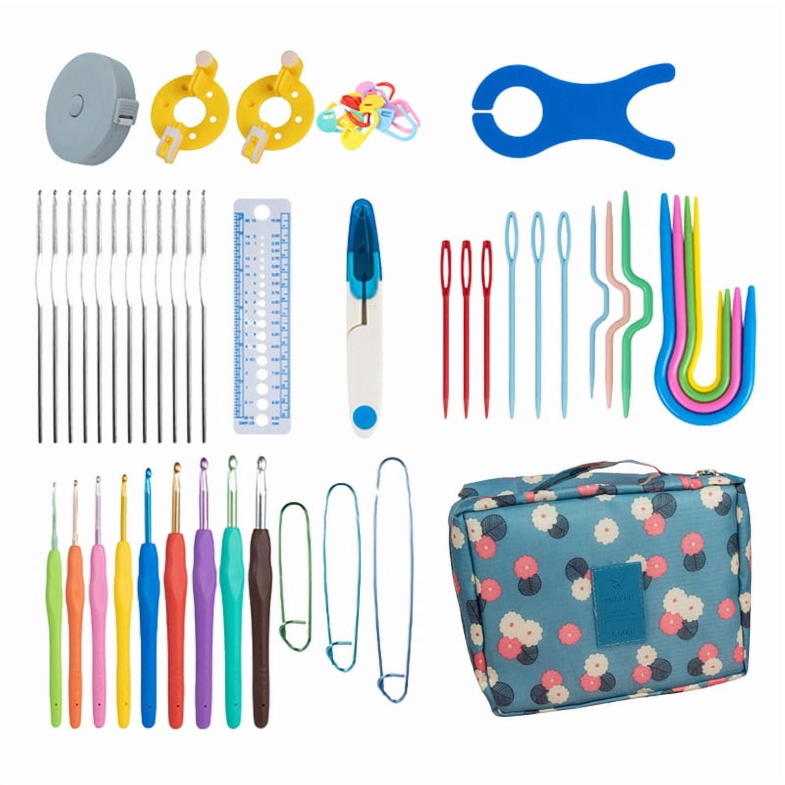 Crochet Yarn Kit Ergonomic Handle Assorted Colors Smoothing Crochet Hook Set for Beginner DIY