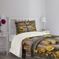 thumbnail image 3 of Ambesonne Rustic Quilted Bedspread Set 2 Pcs, Yellow Farmhouse Romance, Twin Size, Mustard Taupe Caramel, 3 of 5