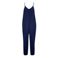 thumbnail image 5 of 7-8 Years Girls Jumpsuits Kids Sleeveless Spaghetti Straps Romper Long Pants with Pockets Navy, 5 of 5