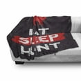 thumbnail image 3 of Hunting Soft Flannel Fleece Blanket, Eat Sleep Hunt Inspirational Words Grunge Retro Deer Silhouette Antlers, Cozy Plush for Indoor and Outdoor Use, 70" x 90", Scarlet Eggplant White, by Ambesonne, 3 of 6