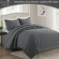 Exclusivo Mezcla Gray King Quilt Set, Square Pattern Ultrasonic