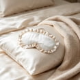 thumbnail image 2 of Krdevn Ruffled Satin Sleep Eye Mask Elastic Band Soft Breathable Light Blocking Comfort Blindfold Travel Airplane Nap Bedroom Overnight Stress Relief Sleep Aid Accessory, 2 of 4