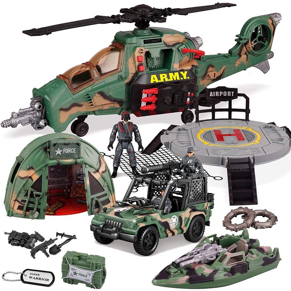 Gold Toy 10in1 Jumbo Military Combat Helicopter Toy Set with Military