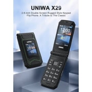 UNIWA X29 Rugged Flip GSM Cellphone 2.8 +1.77 Dual Screen Mobile Phone Big Push-Button Telephone for Elderly (Grey)