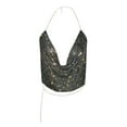 thumbnail image 5 of Tank Top for Women Women's Shiny Rhinestone Halter Top Tank Top Halter Neck Camisole Womens Tops BK1 M, 5 of 6
