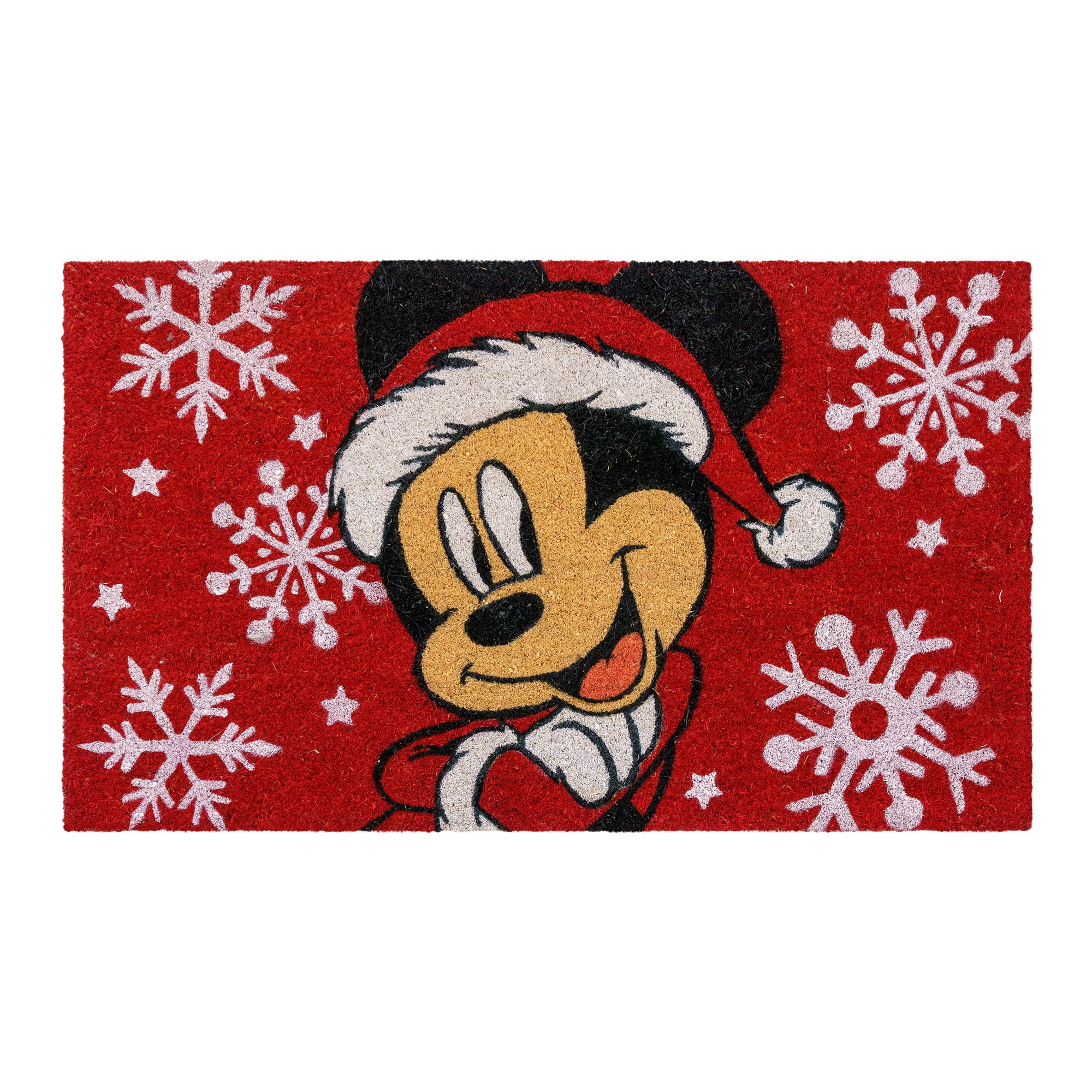 Licensed Disney Mickey Mouse Santa Ho Ho Ho Indoor/Outdoor Christmas Coir Door Mats (20x34), 2 Pack