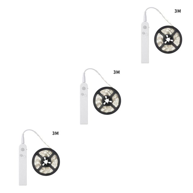 Wosthever Cadena de luz LED Tira de luz LED de inducción Tira de lámpara de gabinete alimentada por 1.5W 200lm, blanco frío, 3 metros, 6500K Type1 NO1 Wosthever CBP029648