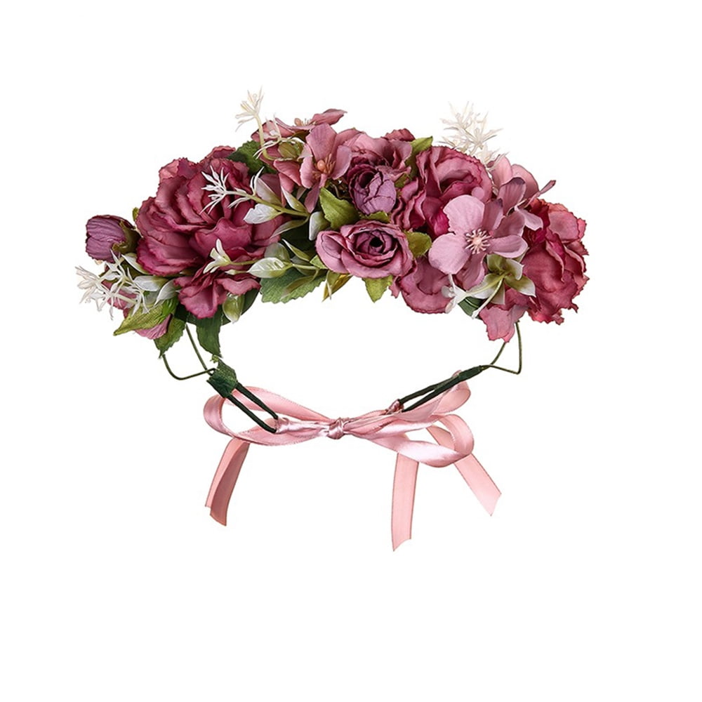 Rose Flower Crown Flower Garland Headband Hair Wreath Floral Headpiece
