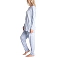 thumbnail image 3 of Hanes Women's Midnights Pajama Set, Long Sleeve Top and Jogger Lounge Pants, Blue/Floral, M, 3 of 7