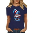 thumbnail image 2 of Shirts for Women Plus Size Short Sleeve Round Neck Independence Day Casual Printed T-Shirt Navy L, 2 of 6