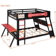 thumbnail image 3 of Aukfa Full over Full Bunk Bed with Built-In Desks, USB Charging Ports & Pegboard Organizer, Wood E-Sports Gaming Bed Frame for Kids/Teens, Red, 3 of 8