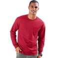 thumbnail image 1 of Hanes Mens TAGLESS Long-Sleeve T-Shirt with Pocket, XL, Deep Red, 1 of 4