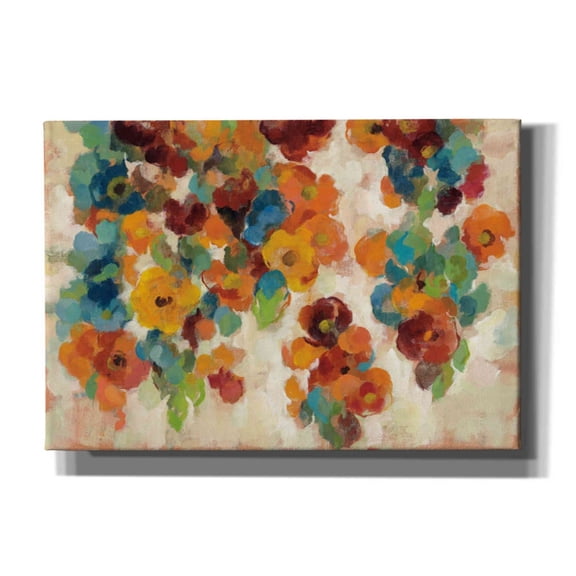 Epic Graffiti 'Spice and Turquoise Florals' by Silvia Vassileva, Canvas Wall Art, 26"x18"