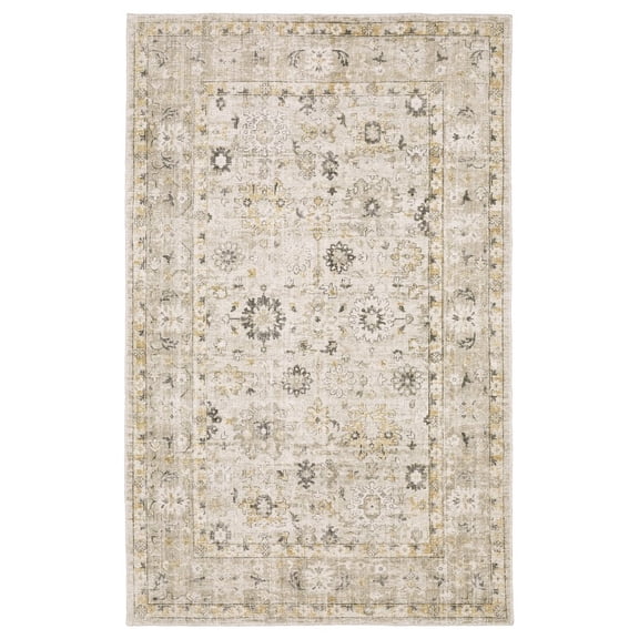 Oriental Weavers Windham Hand-made Wool Blend Area Rug - WIN02 - 10' x 14' - in Beige/ Gold - Vintage Inspired, Hand-Made Wool Blend Rugs, Family, Dining, Living Room Rug