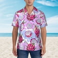 thumbnail image 2 of Fuzoiu Dragon Fruit Print Hawaiian Shirt for Men, Summer Beach Casual Short Sleeve Button Down Shirts, Men’s Beach Summer Shirts with Pocket,Large, 2 of 7