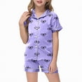 thumbnail image 5 of NOLDARES Toddler Baby Girl Clothes Summer Outfits Kids Sleeve T-Shirt Tops Shorts Sets(Purple,8-9 Years), 5 of 5