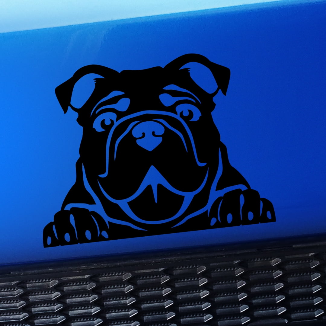 Peeking Bulldog Vinyl Car Decal Choose Color [BLACK] Walmart