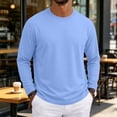 thumbnail image 2 of Delconic Mens Loose Fit Crew Neck Long Sleeve Knit Pullover Casual Basic Solid Top Soft Touch Everyday Lightweight Shirt Sky Blue L, 2 of 9